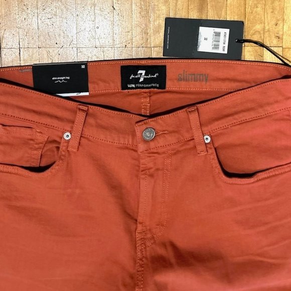 WOMENS 7 FOR ALL MANKIND SLIMMY CORAL DENIM JEANS SIZE 32/34 - Picture 1 of 6